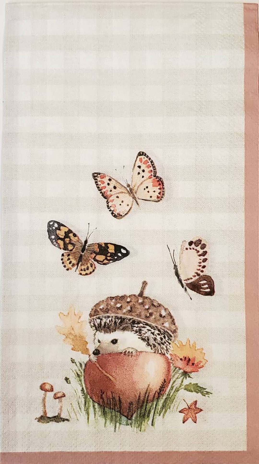 Decoupage Napkins Hedgehog & Acorn Paper Napkins Set of 2 Guest Size Etsy