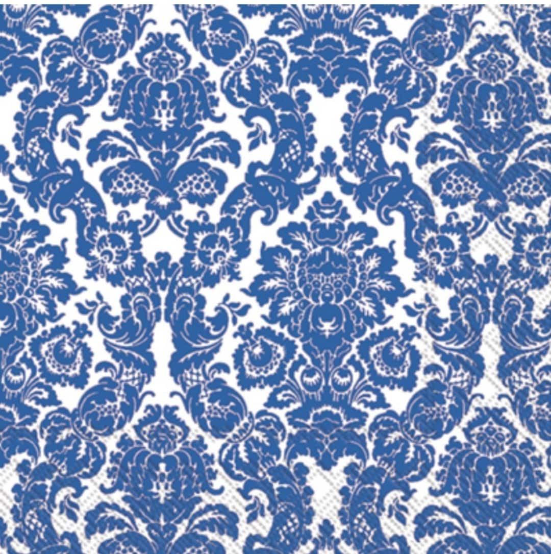 Decoupage Napkins Blue and White Design Paper Napkins Set of 3 Cocktail