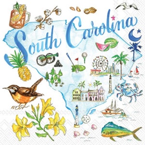 Decoupage Napkins- South Carolina State Paper Napkins- Set of 3- Cocktail Size