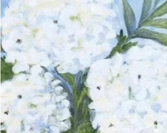 Decoupage Napkins- Hydrangea Paper Napkins- Set of 3- Cocktail Size