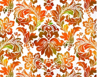 Decoupage Napkins- Fall Flowers Damask Paper Napkins- Set of 3 - Luncheon Size