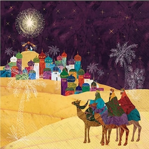 Decoupage Napkins- Nativity Wise Men Paper Napkins- Set of 3- Luncheon Size