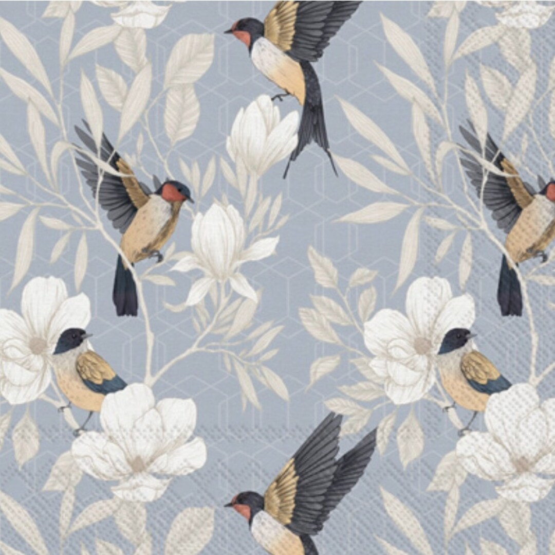 Decoupage Napkins Bird Paper Napkins Set of 3 Cocktail Size Etsy