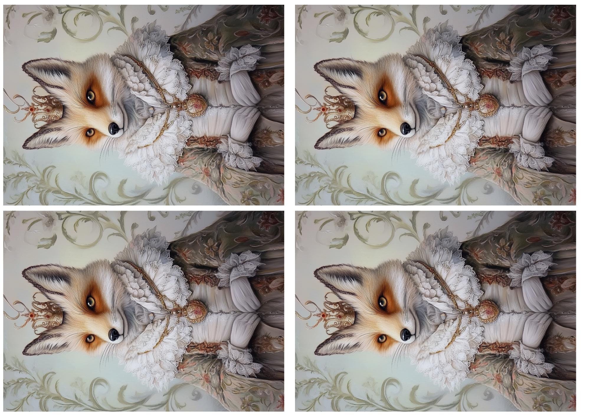 Rice Paper for Decoupage / Fox Foxes Royal Queen Victorian Gothic / 1 ...