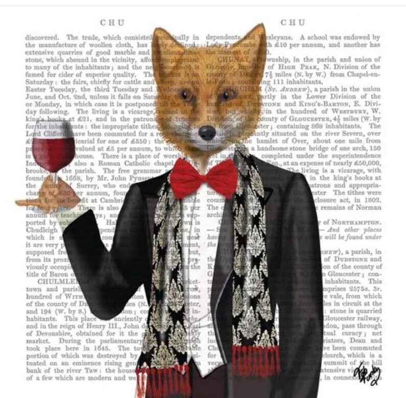 Decoupage Napkins Fox and Wine Paper Napkins 10' X Etsy