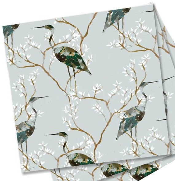 Decoupage Napkins Heron Paper Napkin Egret Tissue Paper Etsy