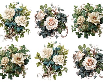 Rice Paper for Decoupage / White Rose Roses Floral Bouquet Wedding / 1 Rice Paper / A4 / A5 / Customizable