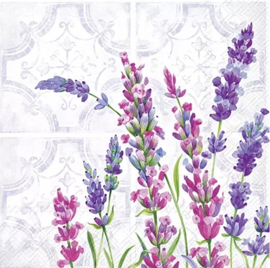 Decoupage Napkins Lavender Napkins Set of 3 Cocktail Size Etsy