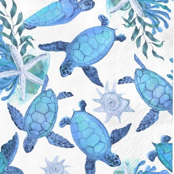 Decoupage Napkins- Sea Turtle Paper Napkins- Set of 2 - Guest Size