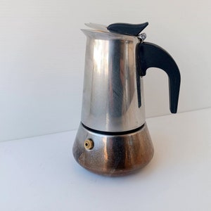 Vintage Italian unmarked  inox  Moka coffee maker espresso machine, Barware coffee, old coffee maker collectibles made in  Italy