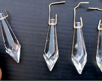 Lot 8 Vintage Italian chandelier light spare parts glass crystals retro icicle pegs jewelry making Christmas tree wedding decorations