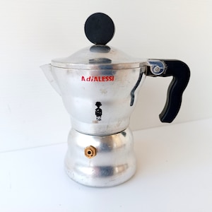 Caffettiera vintage italiana da collezione caffè espresso Moka Alessi, A. Mendini, Barware coffee, vecchia caffettiera da collezione Alessi
