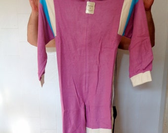 ¡Calidad italiana excepcional! Pijama enterizo de una pieza para adulto, estilo vintage italiano de los años 80, nueva marca, color fucsia.