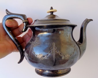 Antique James Deakin Pewter in Collectable Pewter Metalware, 19th Century Gothic Tea Server Sheffield pewter tea pot