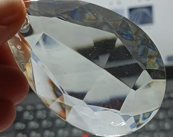 Lámpara de araña vintage italiana de los años 50 con gotas de cristal, piezas de repuesto, grandes gotas en forma de lágrima de 75 x 50 mm, candelabro de castillo, tocador, Versalles con gota.