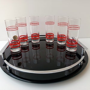 Set 6 Vintage Italy heavy bottom glass liquer glasses, glass bar cups,  bar&#39;s glasses made in Italy, tincture serve glasses