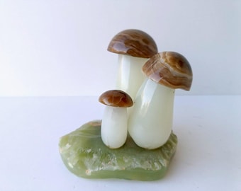 Escultura decorativa italiana vintage para el hogar, setas de piedra, figura de ónix