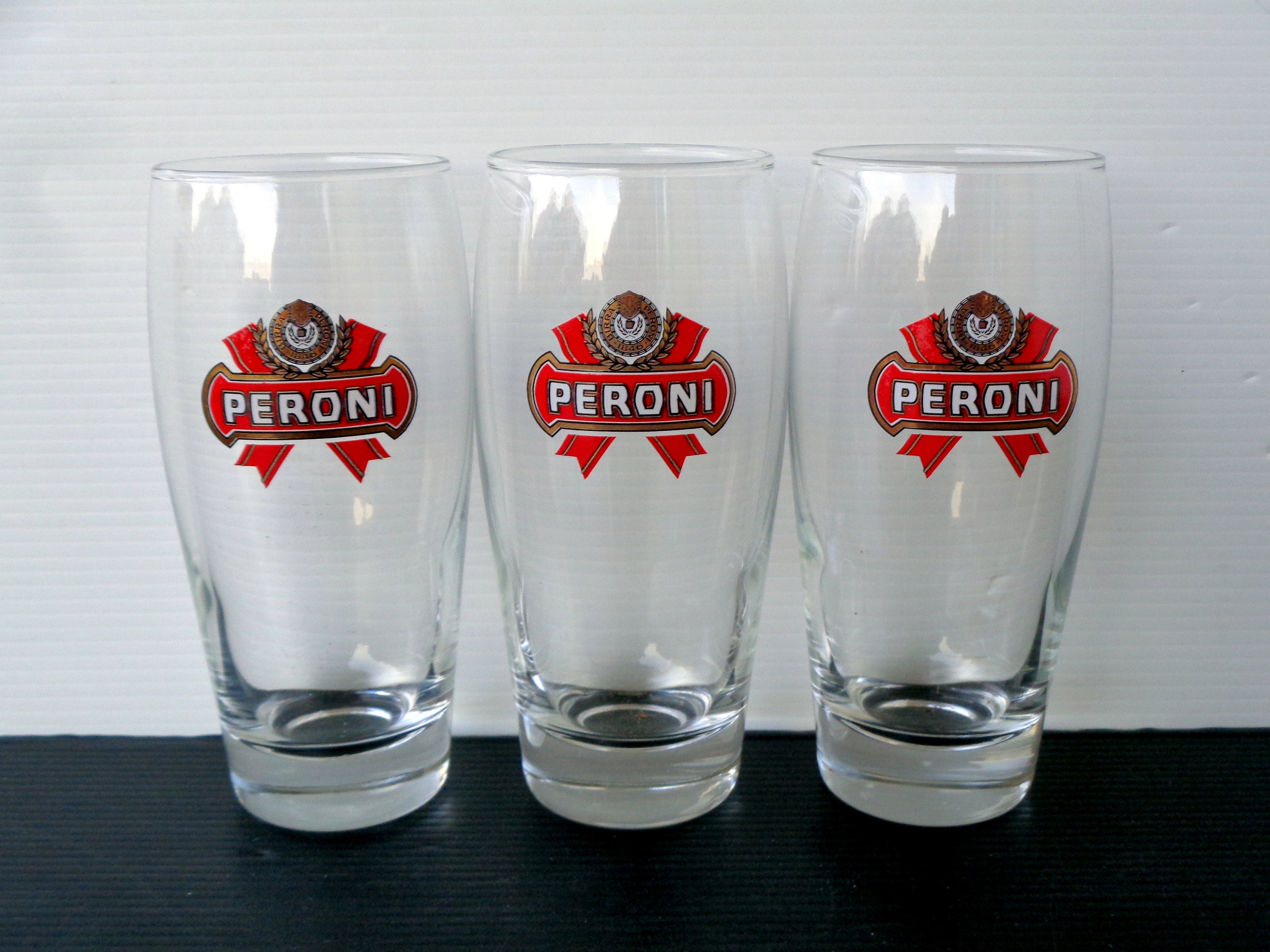 Set 3 Collectible Italian Glasses Peroni 70s Italian Beer Advertising Glass  Original Collectible Beer, Barware Gift for Beer Peroni Lover 