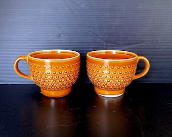 2 Vintage Italian espresso amber color ceramic cappuccino cups , vintage Pagnossin Treviso coffee cups, cappuccino cups