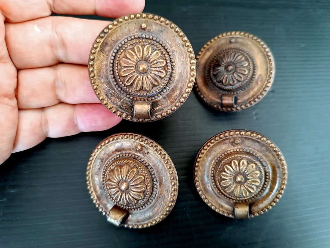 4 Vintage Italian Brass Handles Antique Brass Antique Hardware Handles ...