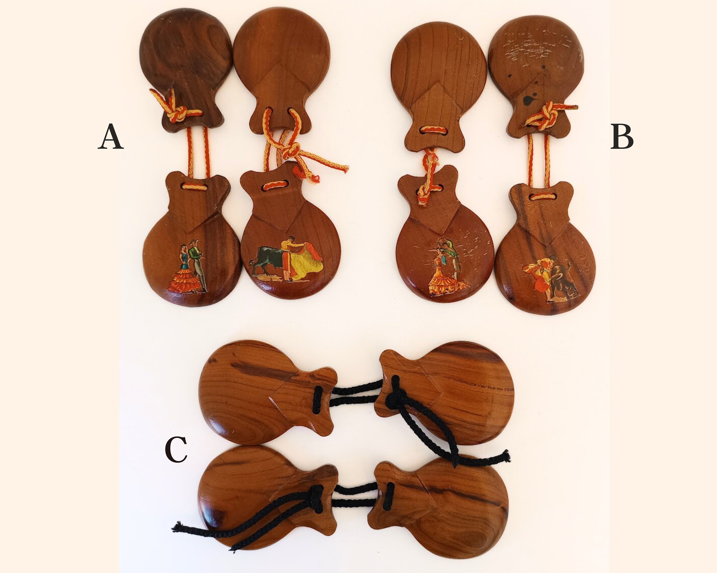 Castagnettes de musique avec manche en bois