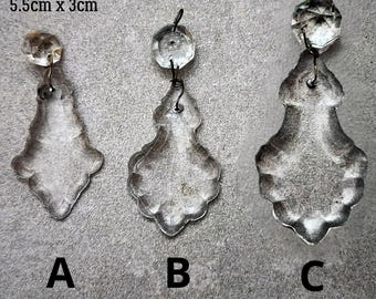 Kryształy w kształcie liści w stylu vintage do żyrandola – włoskie szklane pryzmaty w trzech rozmiarach – antyczne części oświetleniowe