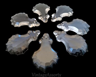 Lot 7 pieces of vintage Italy 50s  pendalogue crystal glass 7.5 X 5cm Chandelier Drops Glass Vintage Crystals Droplets , Wedding Decoration