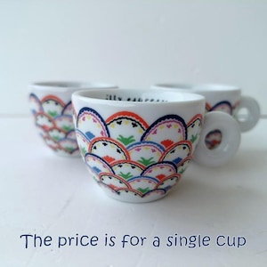 Tazza da caffè espresso vintage italiana classica "Illy" Gillo Dorfles in porcellana bianca, tazza da caffè Illy vintage