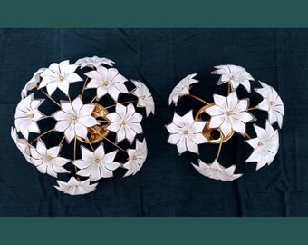 Vintage Italiaanse bloemplafondlampen van muranoglas halverwege de eeuw lichte leeftijd armatuurlamp 80s celling 4-lichts lamp met bloemen van muranoglas