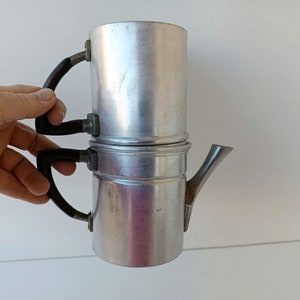 Collectible Original 1960 Neapolitan coffee pot working, decorative object, aluminum coffee pot, vintage coffee maker, aluminum tableware