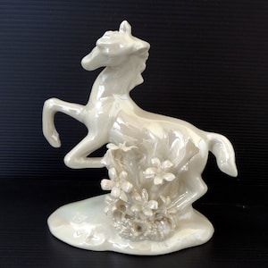 Collectible stunnihg White porcelain horse figurine Vintage Italy Horses Sculpture, lover's horses gift