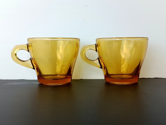 2 Vintage Italian Espresso Amber Color Glass Cups, Vintage Clear Glass  Coffee Cups, Demitasse Espresso Cups 