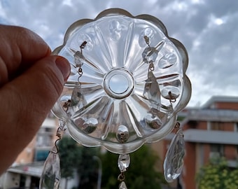 Bobeche vintage italiano diametro 10 cm, parti in vetro cristallo, pezzi di ricambio per lampadari, candelabri, castello, budoir, Versailles