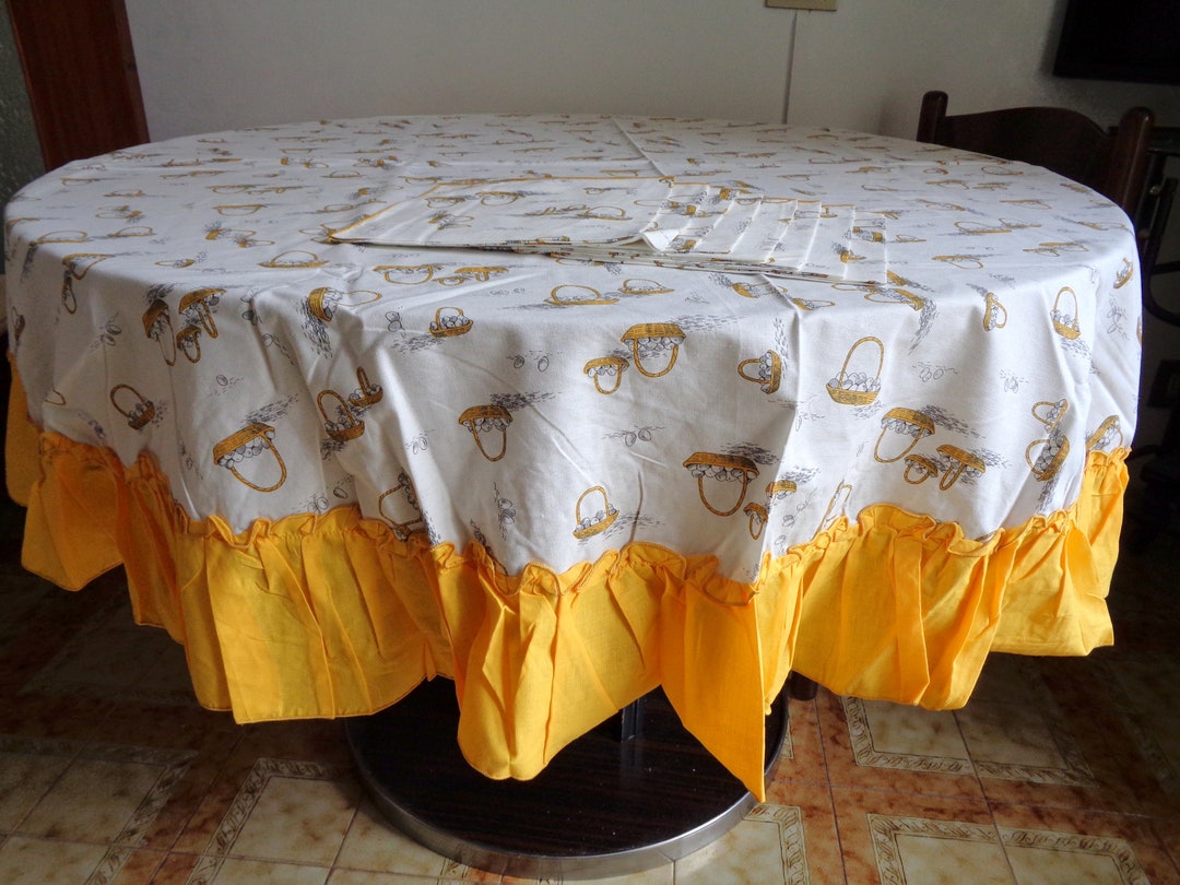 Circle Ruffle Tablecloth Vintage Italian Brand New Ruffled Circular Tablecloth Home Decor Round ...