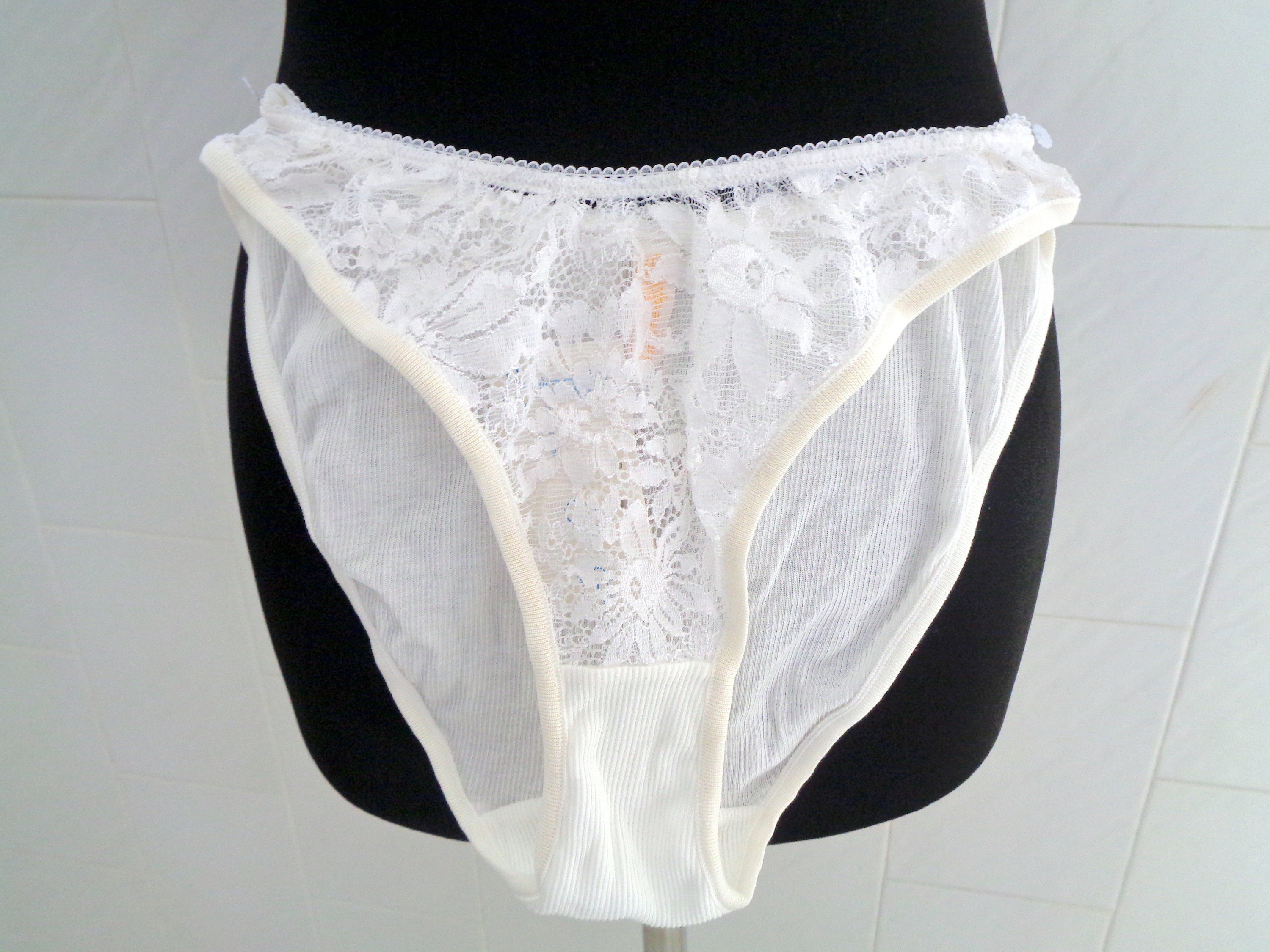 Vintage Kmart Combed Cotton Panties White Briefs Elastic Leg 2 Pr