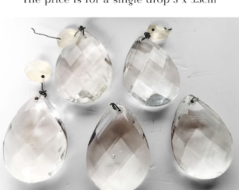 Vintage Italian faceted glass chandelier pendant drop lustre pampille replacement supplies for lighting 50 x 35mm, jewelry making