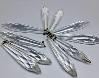 Juego de 8 prismas de cristal facetado italianos vintage, piezas de repuesto para iluminación vintage 8 x 1,5 cm