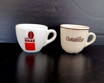 Collectible Vintage espresso cups "cafè Bras" /Costadoro, vintage bar espresso cups, made in Italy, excellent condition