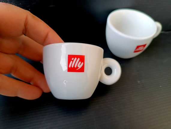 Pair of Collectible Illy Espresso Cups, Italian Classic illy White  Porcelain Bar's Coffee Cup, Coffee Espresso Mugs Brand New Condition 