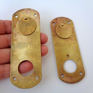 Pair of vintage Italy solid brass front door plate
