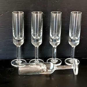 Vintage Italy 5 special footed glasses with heavy bottom, drink Italian liquore, Amaro, Limoncello beakers, restautant decor