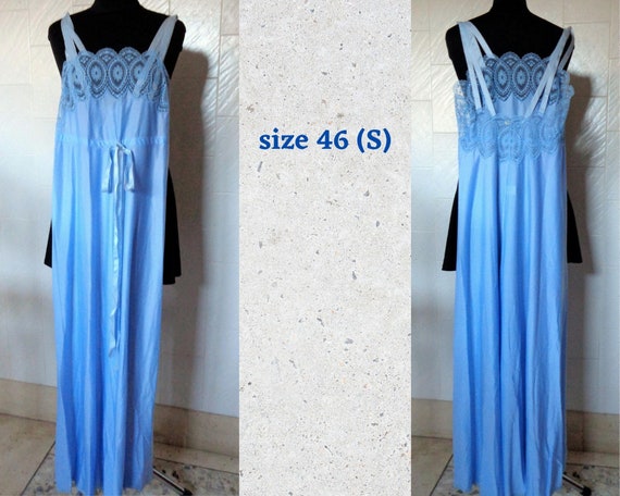 Vintage Italy Nightgown on straps blue Nightgown … - image 1