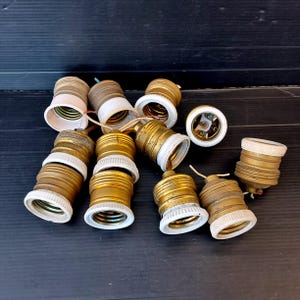 Vintage Italian Brass Lamp socket, used bulb brass/plastic socket E27, spare parts for lamps, for chandeliers