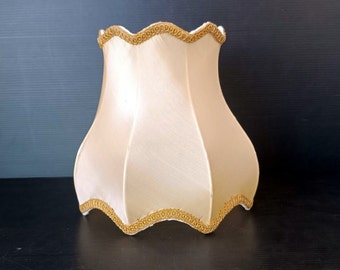 Vintage Italian bell shaped beige textile lampshade, used fabric lampshades for bulb E14 .