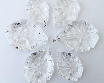 Mixed set of faceted crystal drops with natural chips – photography light props – vintage chandelier parts