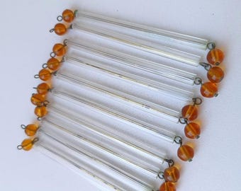 Murano-Glas-Kronleuchteranhänger, bernsteinfarbene Perlen, Vintage-Set mit 10 Stück