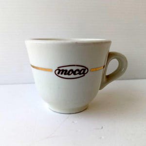 Collectible Vintage Italy classic &quot;Moca&quot; white porcelain bar&#39;s coffee cup without saucer.