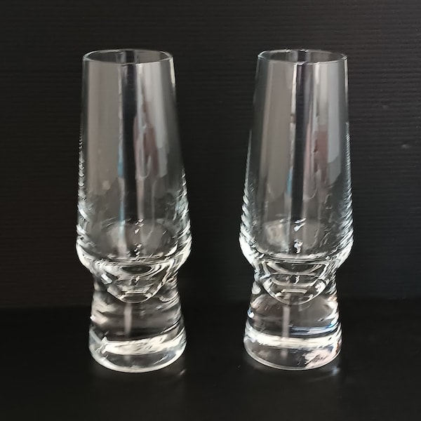 Pair of Vintage Italy heavy bottom crystal glass drinking Amaro glasses, glass barware,  bar's glasses Italy, Amaro Italian liqueur glasses