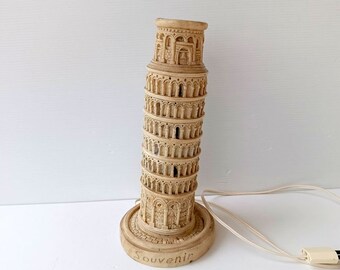 Vintage Italiaans bureau-nachtlampje Toren van Pisa in de vorm van een Italiaans souvenir, Italiaans geschenk, Herinneringsreis naar Italië