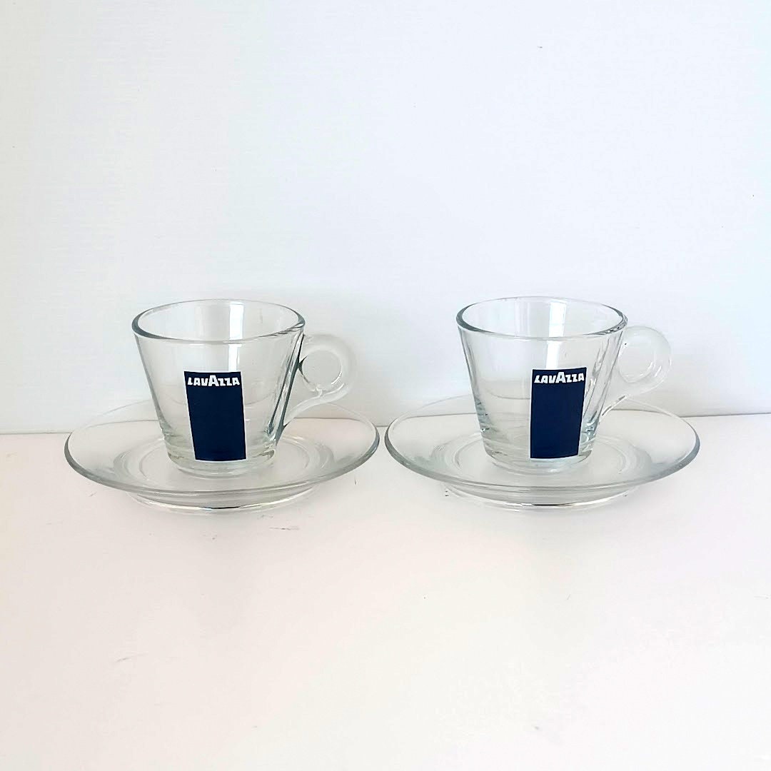 2 Classic Coffee Lavazza Blue Espressino Cups, Glass Espresso Cups With  Saucer, Vintage Bar Lavazza Cups, Excellent Condition - Etsy UK